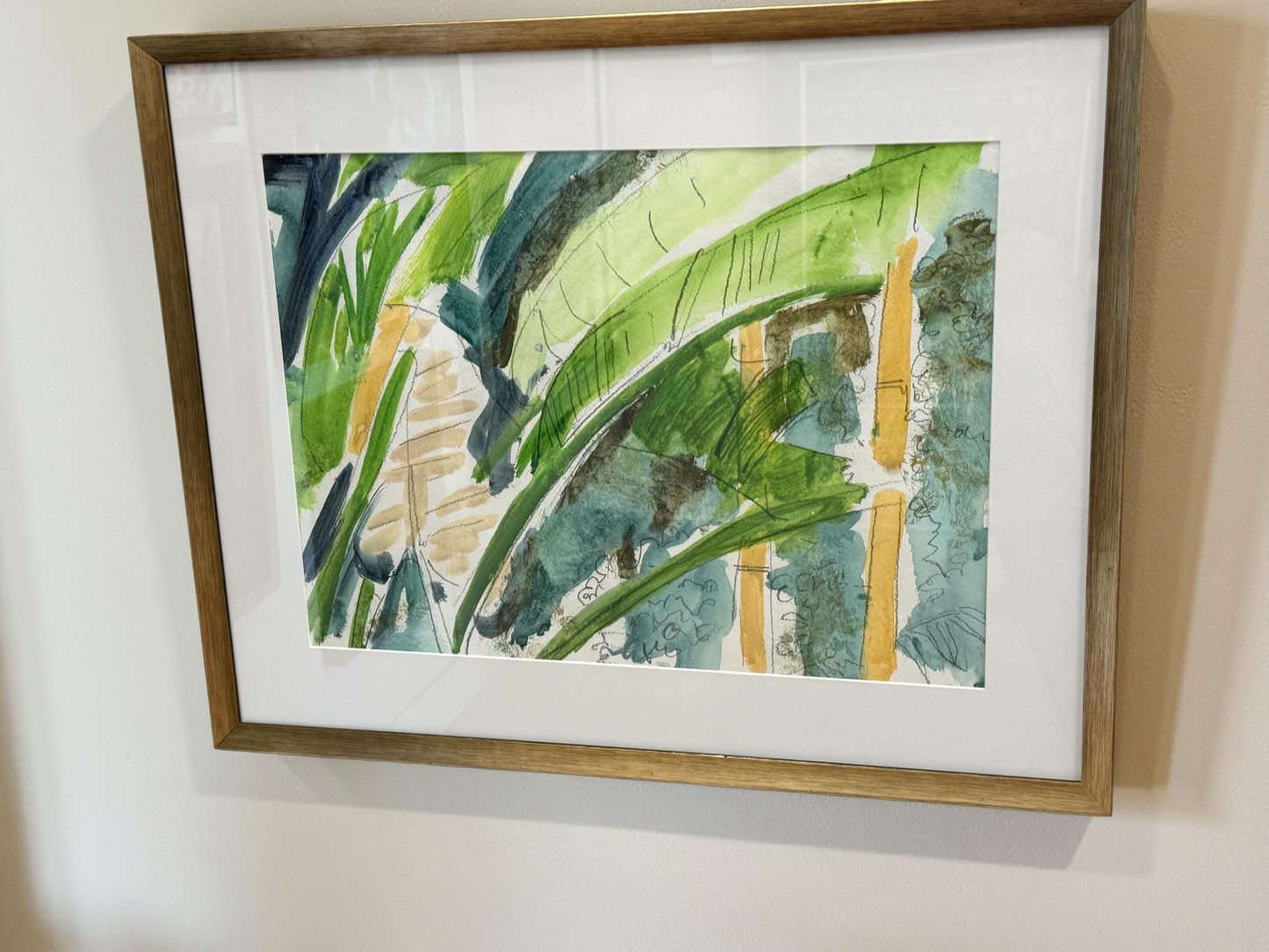 Through the Palms - Angela Reed - Mixed media on paper #1446