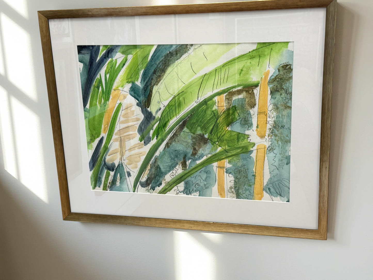Through the Palms - Angela Reed - Mixed media on paper #1446