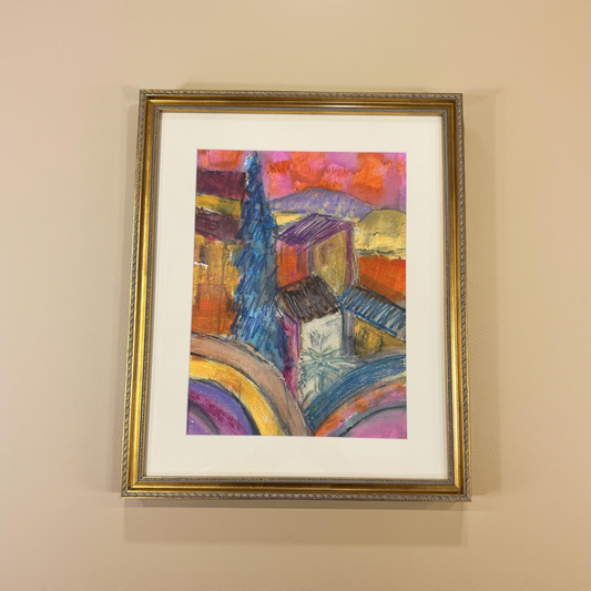Tuscan hillside  - Angela Reed - Mixed media on paper #1428