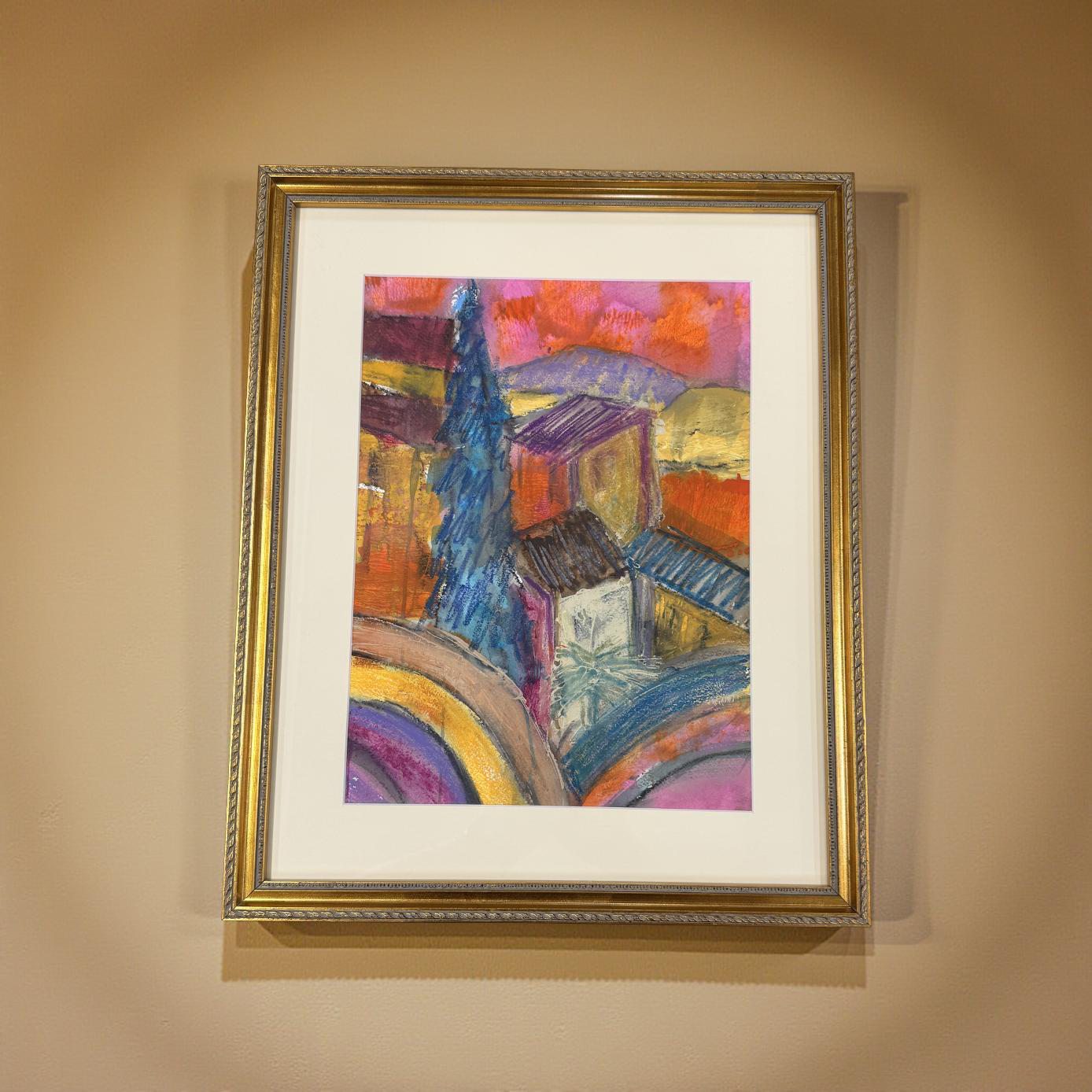 Tuscan hillside  - Angela Reed - Mixed media on paper #1428